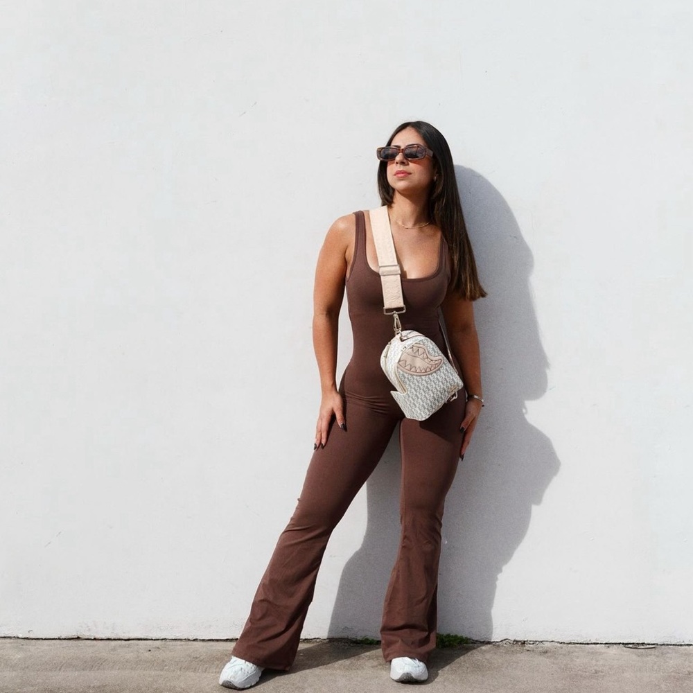 Brown flared bodysuit